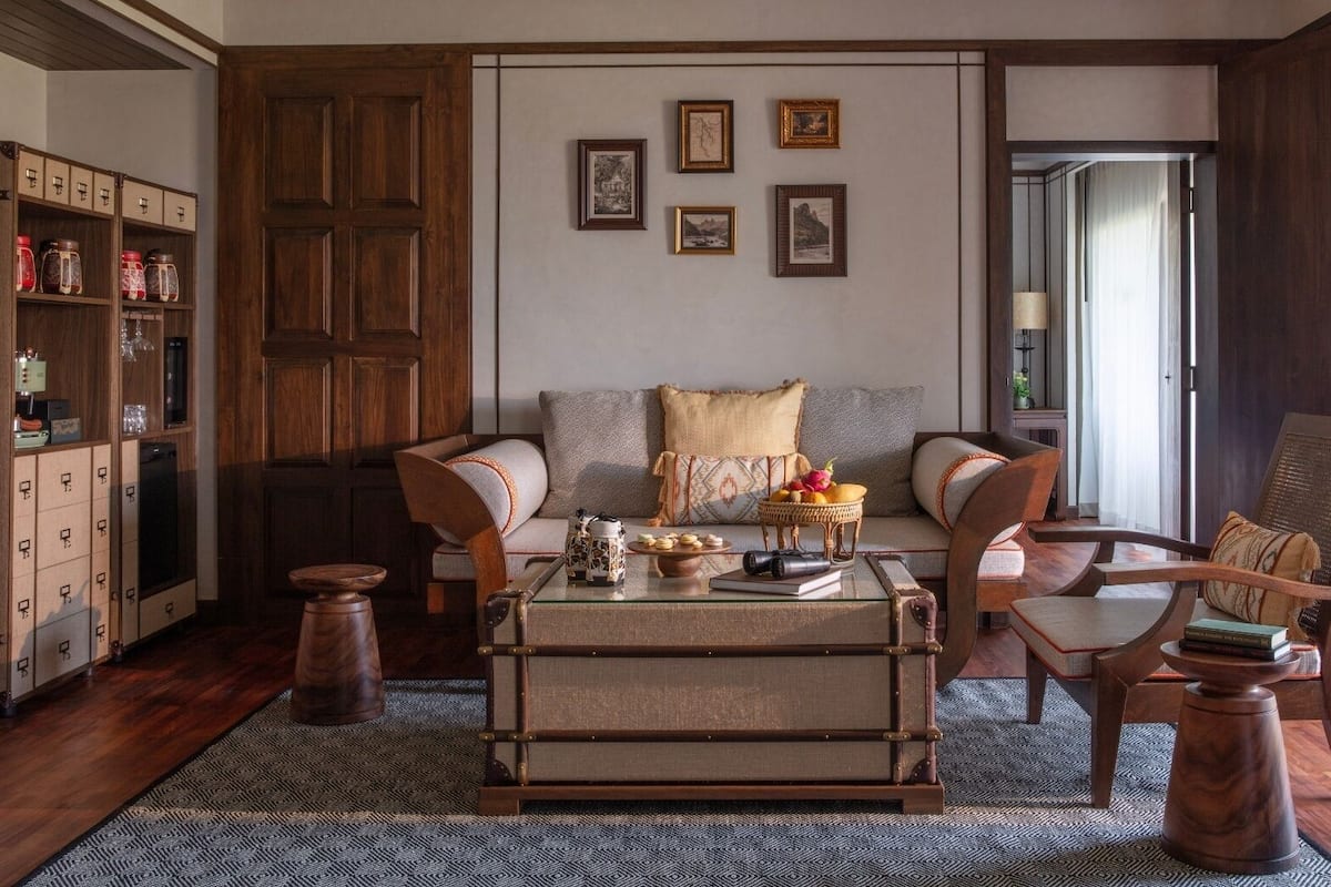 Mekong Explorer Family Suite | Living area | 65-inch flat-screen TV with satellite channels, TV