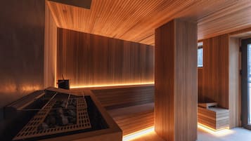 Sauna, steam room, hot stone massages, deep-tissue massages