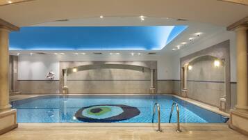 Indoor pool, open 10:00 AM to 11:00 PM, sun loungers