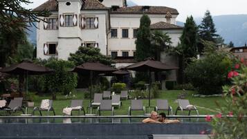 Indoor pool, outdoor pool, open 7:00 AM to 8:00 PM, pool umbrellas