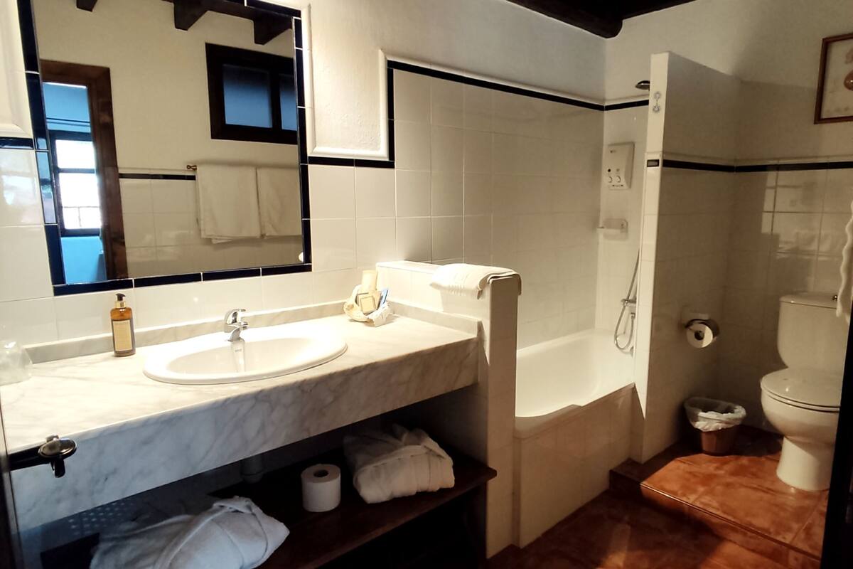 deluxe room | bathroom | free toiletries, hair dryer, towels, soap