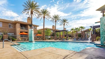 Outdoor pool, pool loungers