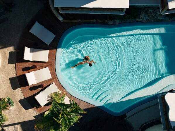 Outdoor pool, pool loungers