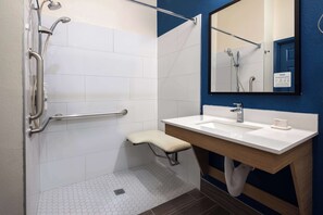 Room, 1 King Bed, Accessible (Mobility & Hearing, Roll-in Shower) | Bathroom shower - Spark by Hilton Houston West Clay Road (Houston)