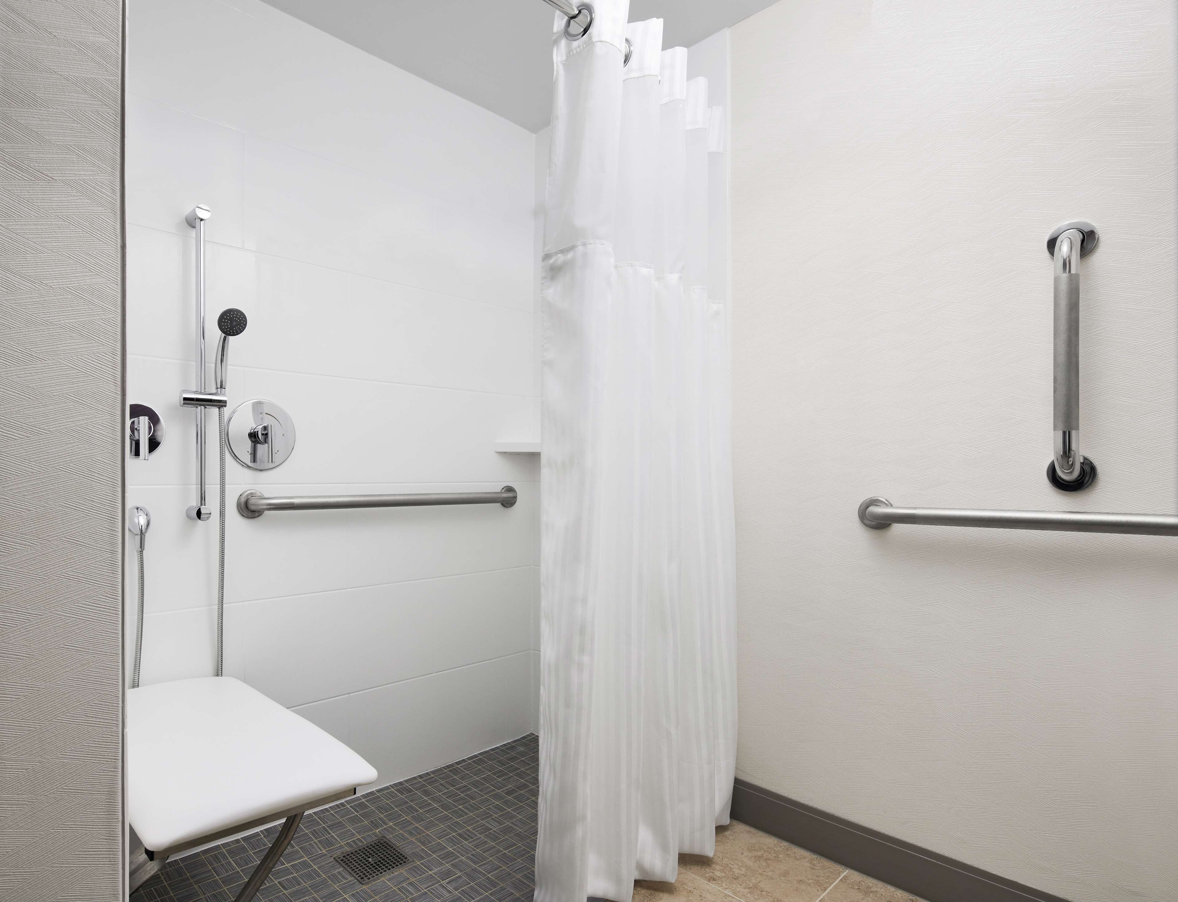 1 king bed, accessible, roll-in shower (hearing & mobility) | bathroom shower