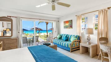 Oceanfront Studio | 1 bedroom, premium bedding, in-room safe, iron/ironing board