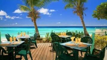 Breakfast, lunch, dinner served; ocean views