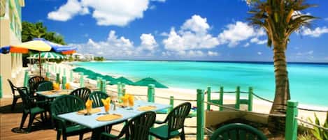 Breakfast, lunch, dinner served; ocean views