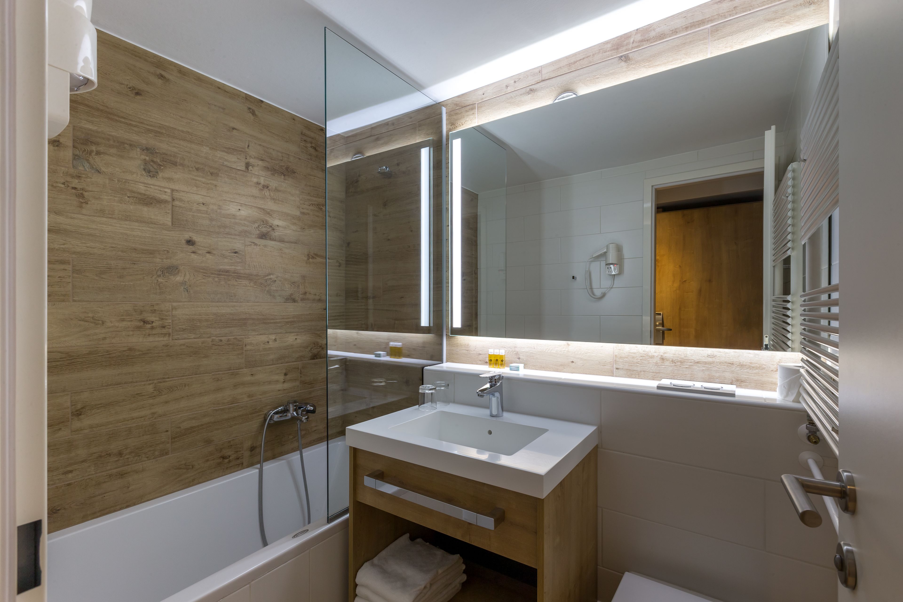 free toiletries, hair dryer, towels