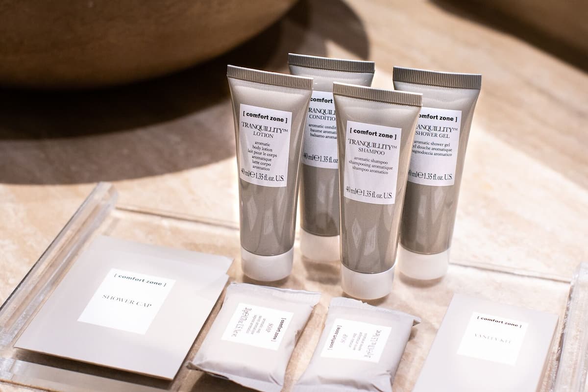 free toiletries, hair dryer, bidet, towels