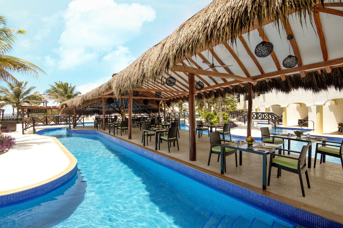 Hidden Beach Nudist Resort pool and restaurant area