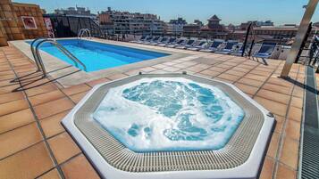 Outdoor pool, pool loungers