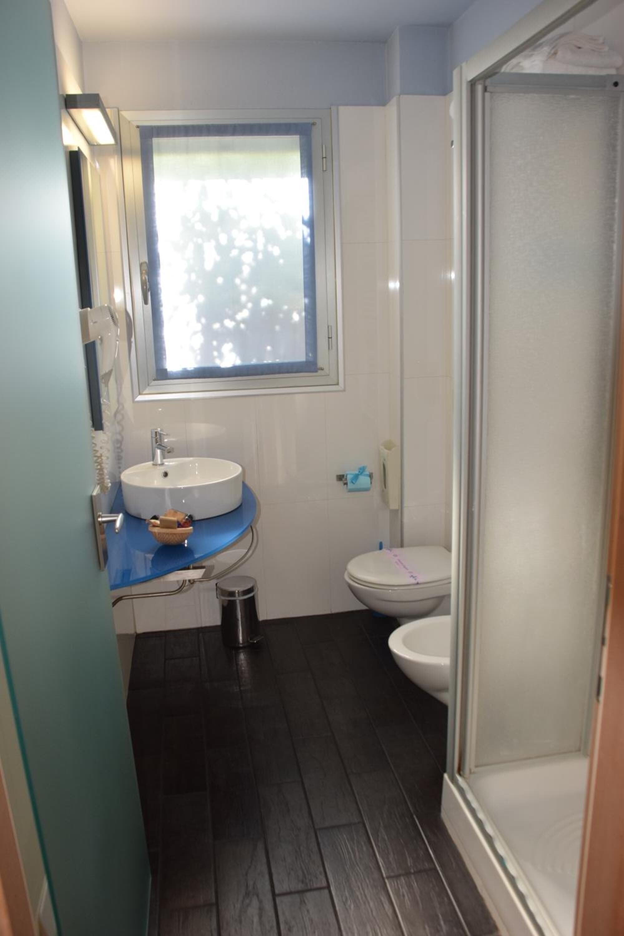 shower, free toiletries, hair dryer, bidet