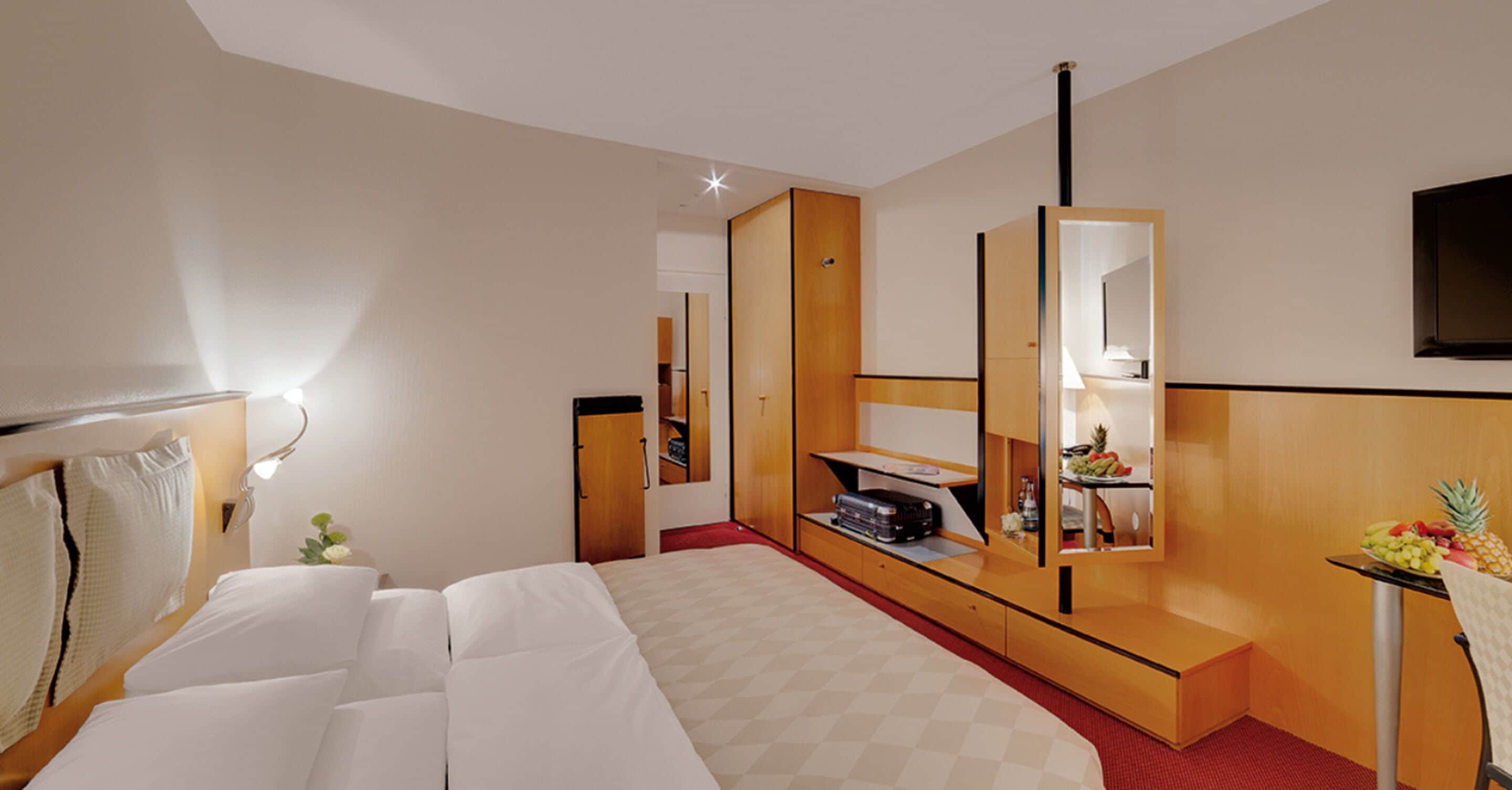 Hypo-allergenic bedding, down comforters, memory foam beds, minibar