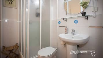 Twin kamer, privébadkamer | Badkamer | Een haardroger, handdoeken