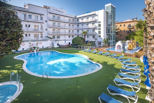 2 outdoor pools, open 10:00 AM to 8:00 PM, pool umbrellas, sun loungers