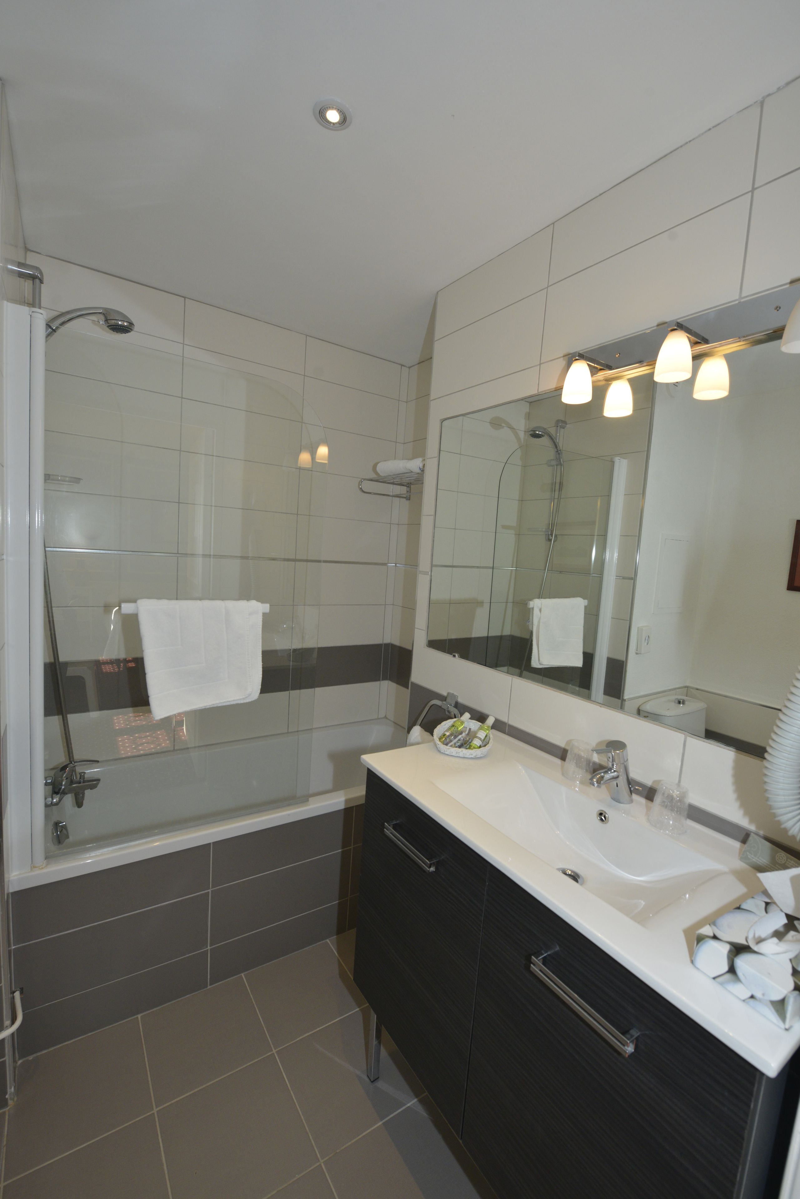 standard room | bathroom | combined shower/bathtub, hair dryer, towels