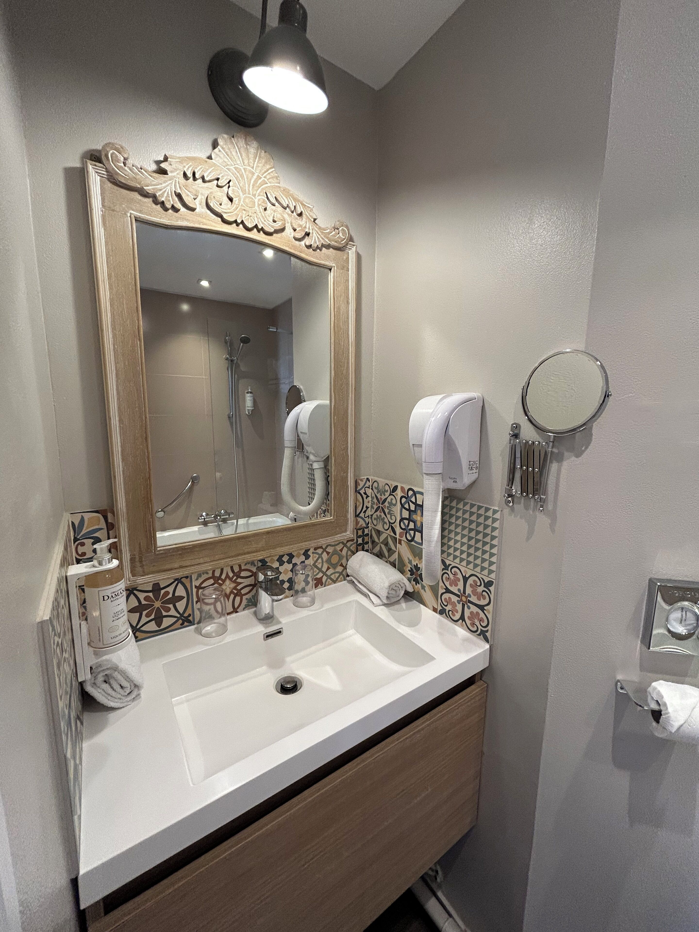 free toiletries, hair dryer, towels