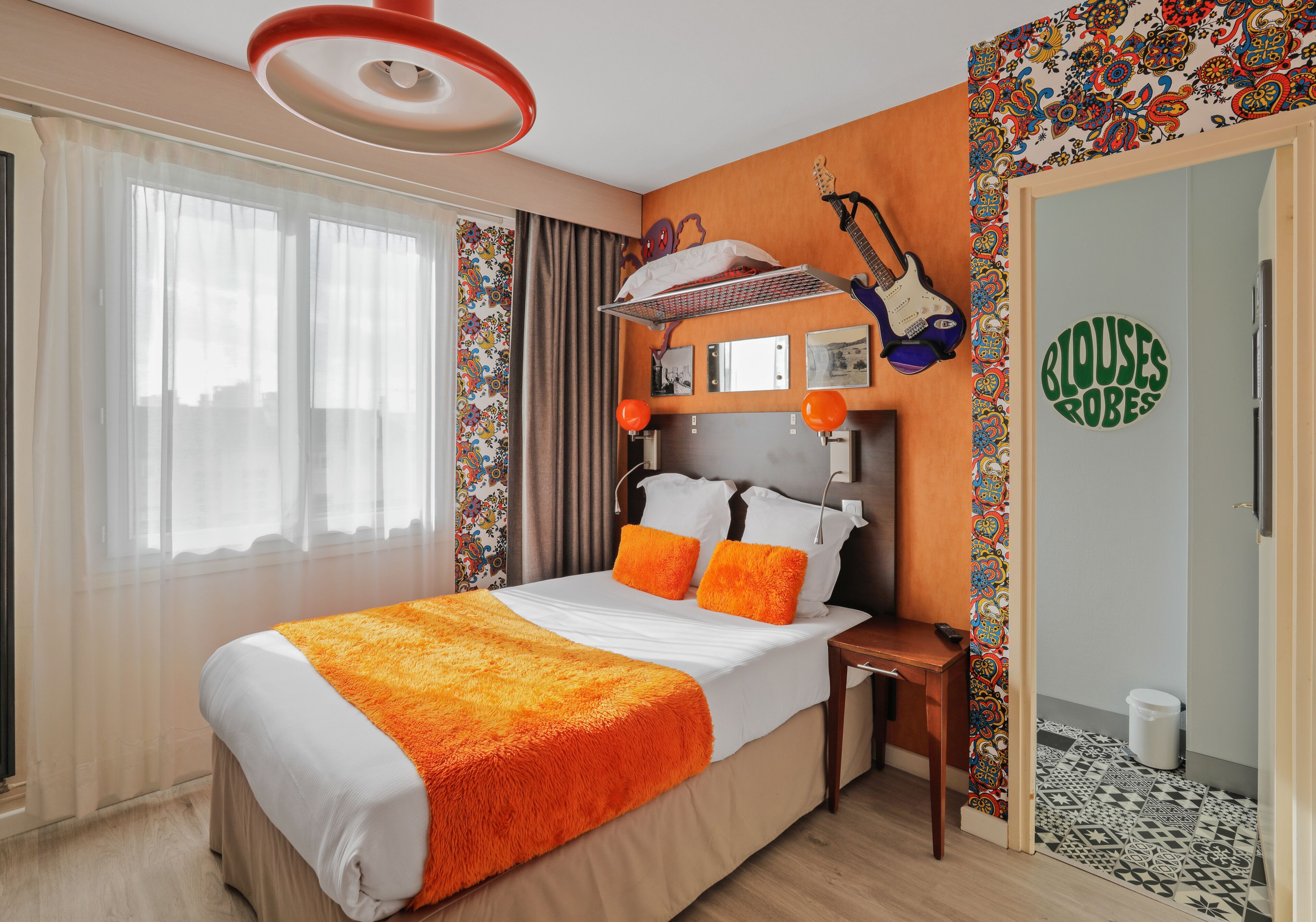 double confort | premium bedding, desk, laptop workspace, blackout curtains