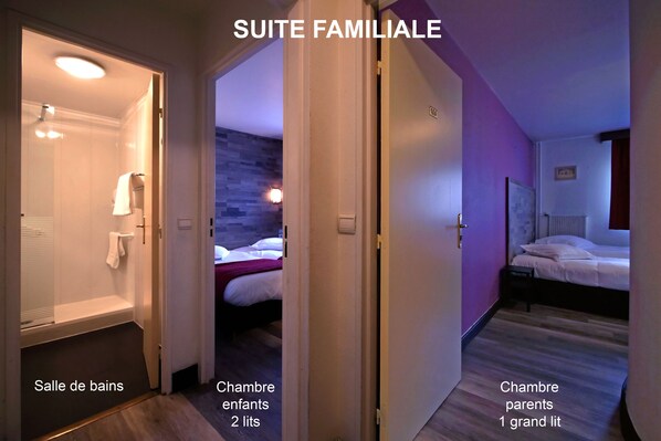 Family Room | Desk, iron/ironing board (on request), cribs (surcharge) - Hôtel Le Vert Galant (Villepinte)