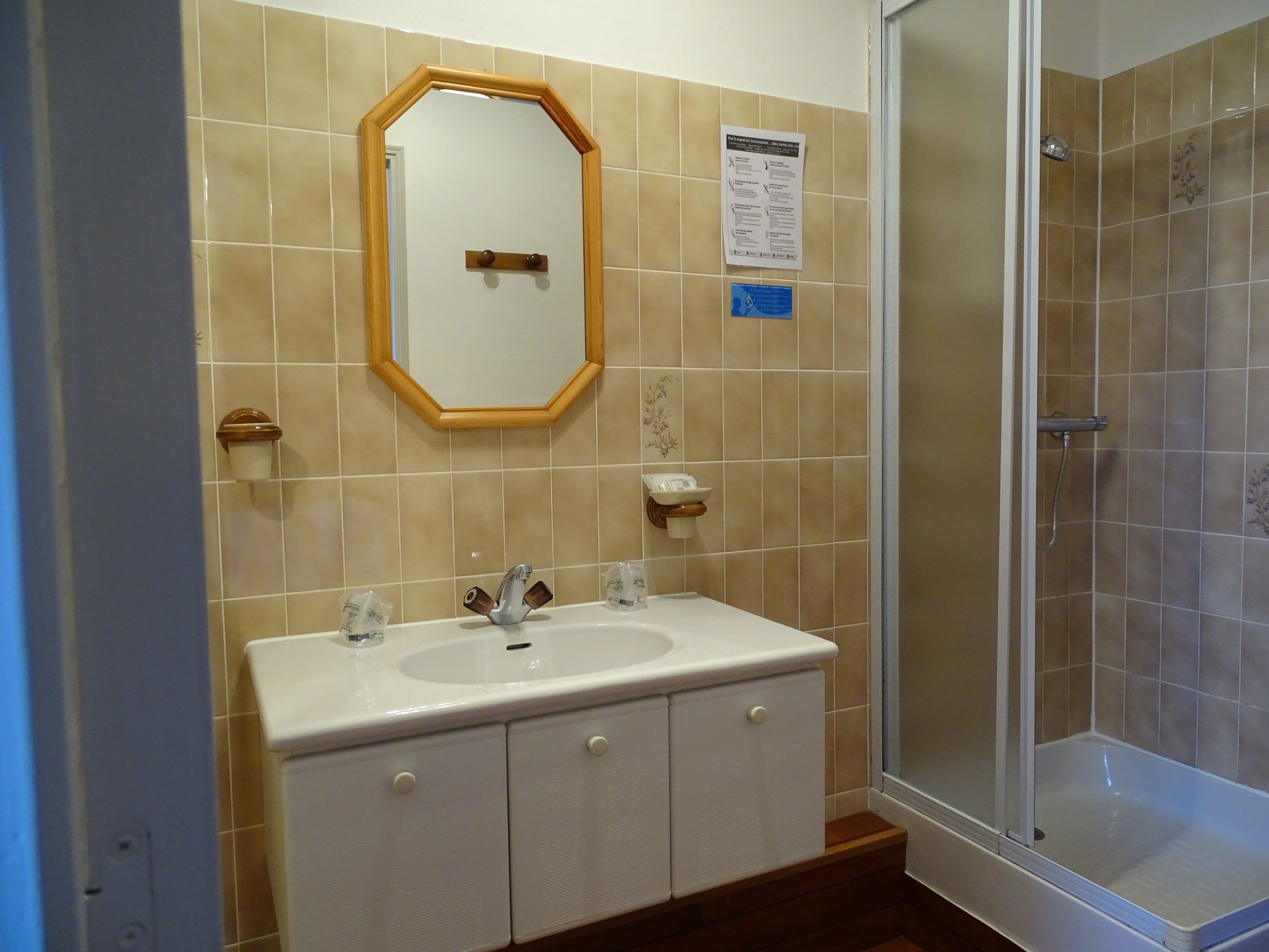 comfort room | bathroom | shower, hair dryer, towels