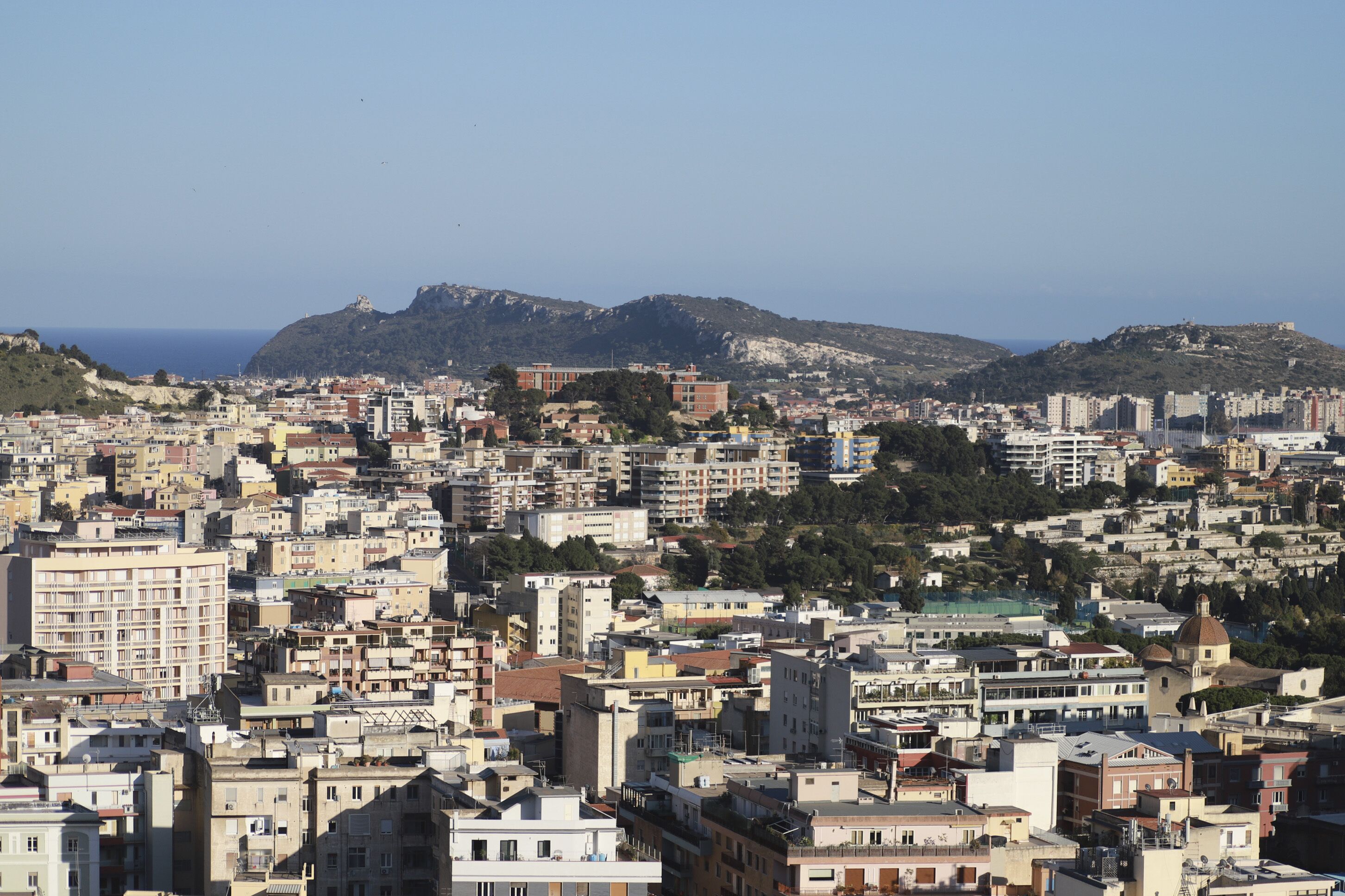 A densely packed urban area with a variety of building types, including residential and commercial structures.