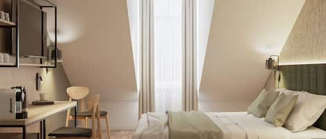 غرفة سوبيريور مزدوجة - في منطقة الحديقة | مكتب وستائر تعتيم وواي فاي مجانًا