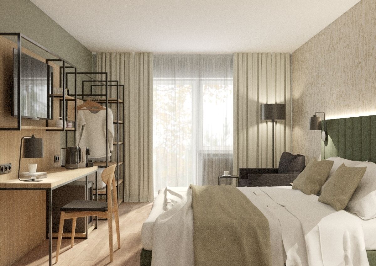 Työpöytä, pimennysverhot, ilmainen Wi-Fi