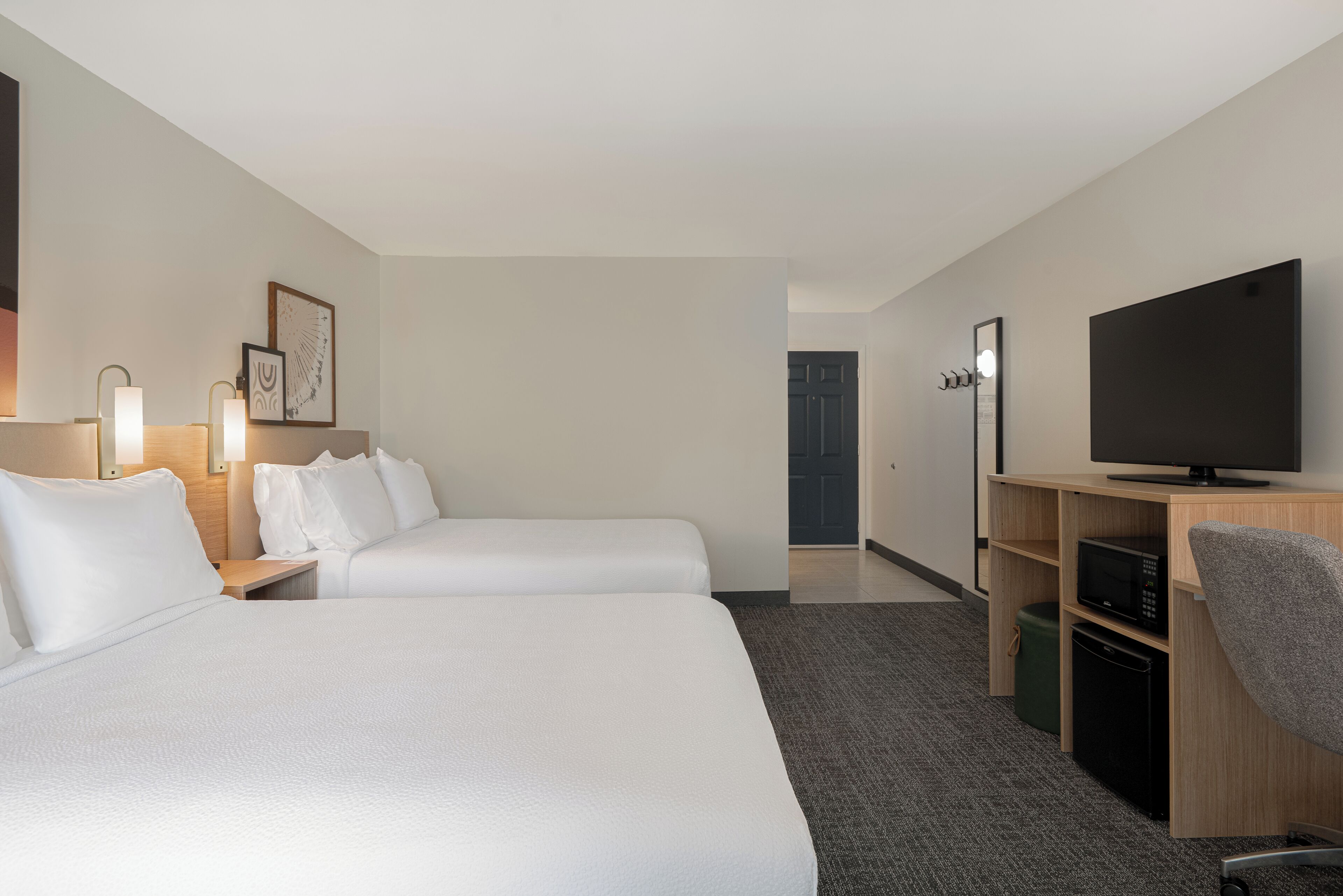 room, 2 queen beds | premium bedding, in-room safe, desk, laptop workspace
