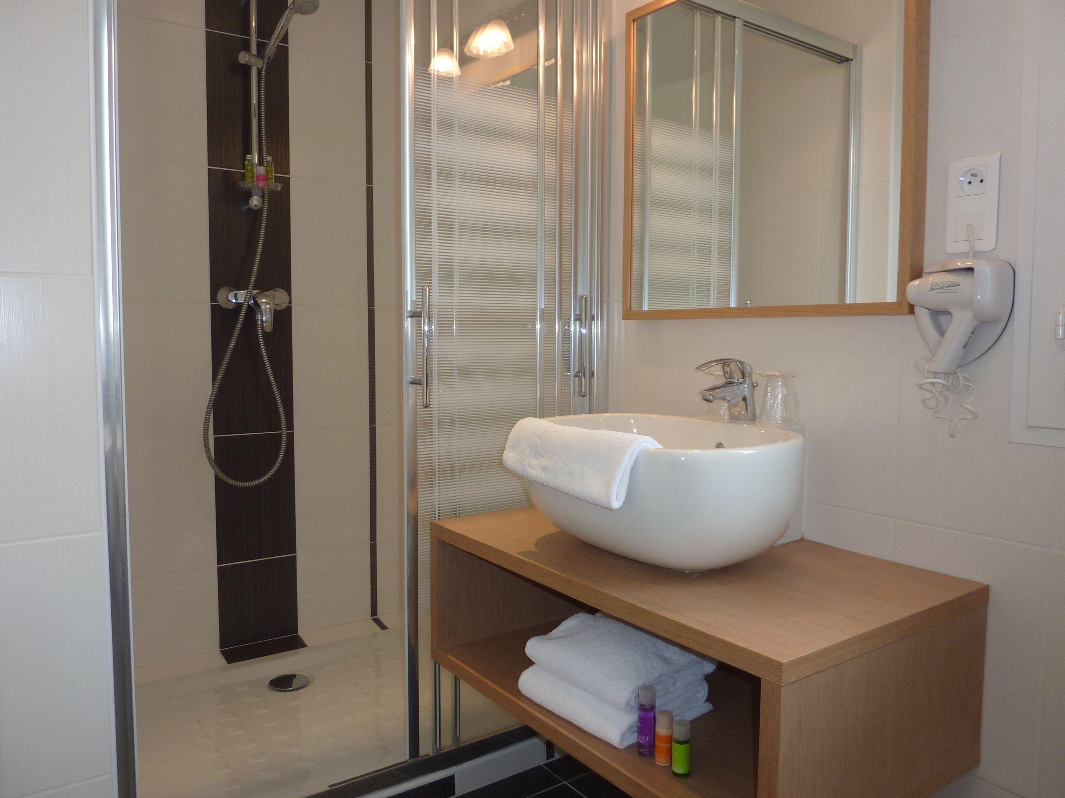 premium double room | bathroom | free toiletries, hair dryer, towels