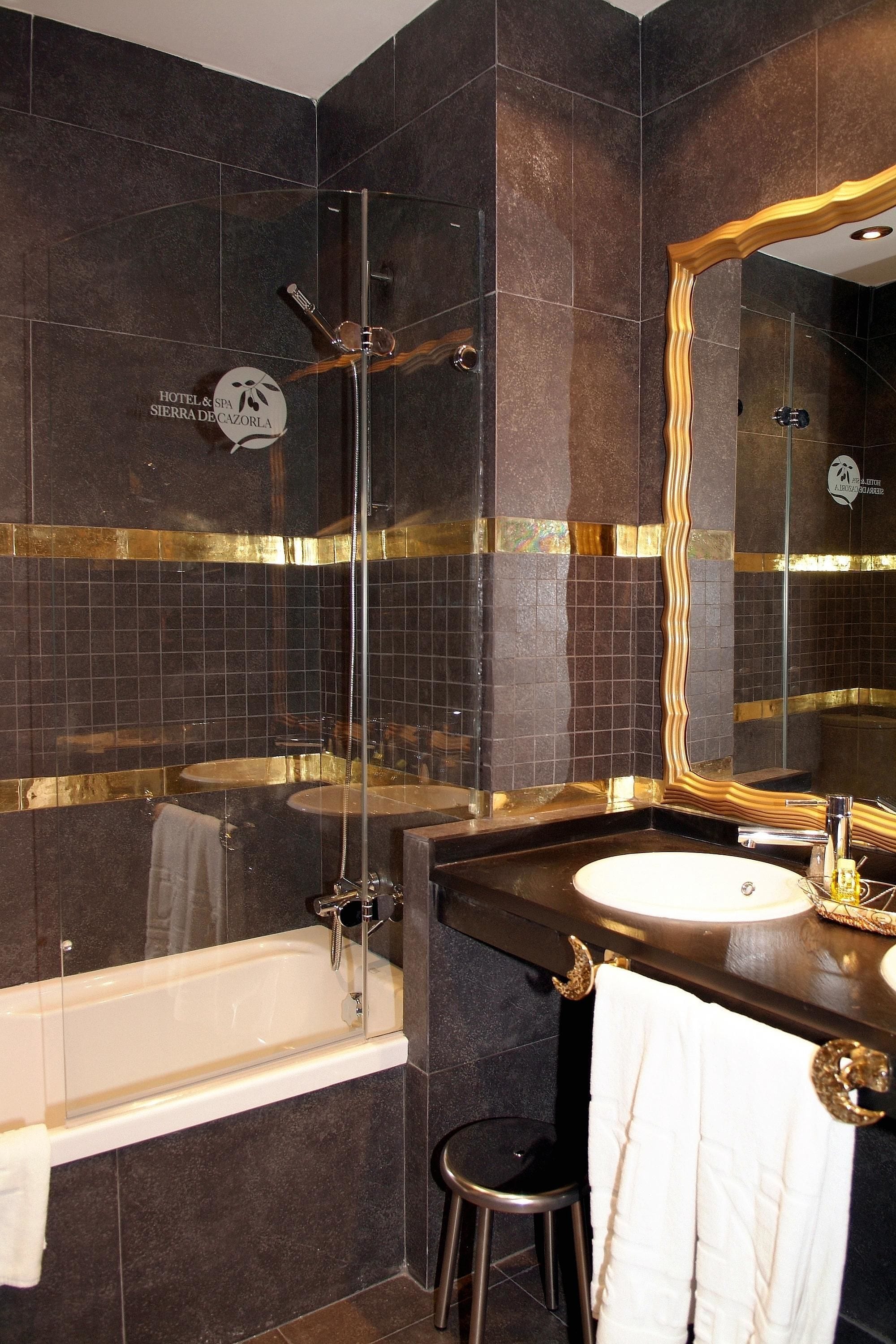 hair dryer, bidet, towels