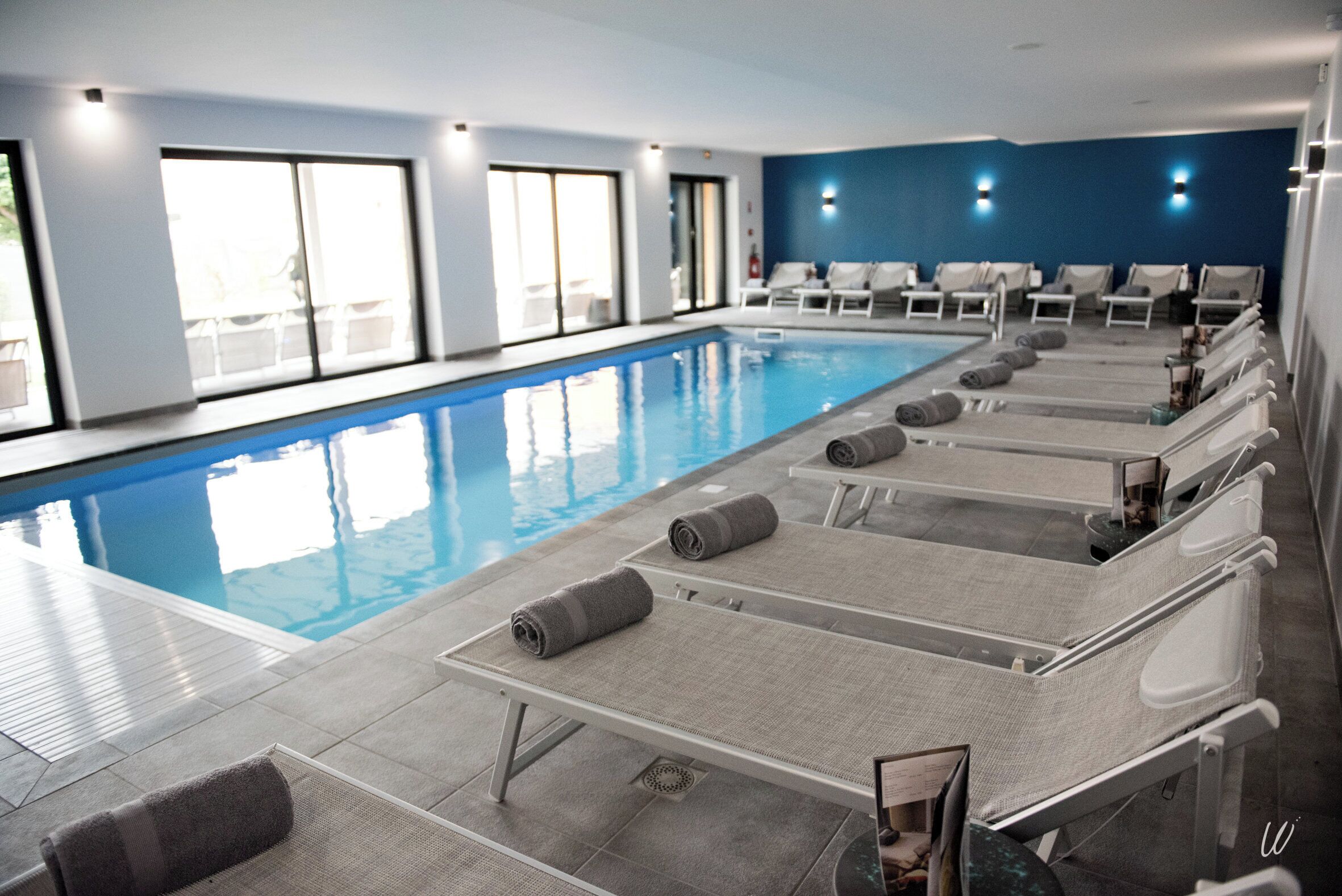 Indoor pool, open 7:00 AM to 9:30 PM, sun loungers