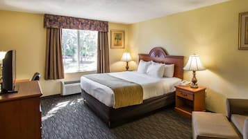 Standaard kamer, 1 kingsize bed, niet-roken | Een kluis op de kamer, een bureau, een strijkplank/strijkijzer