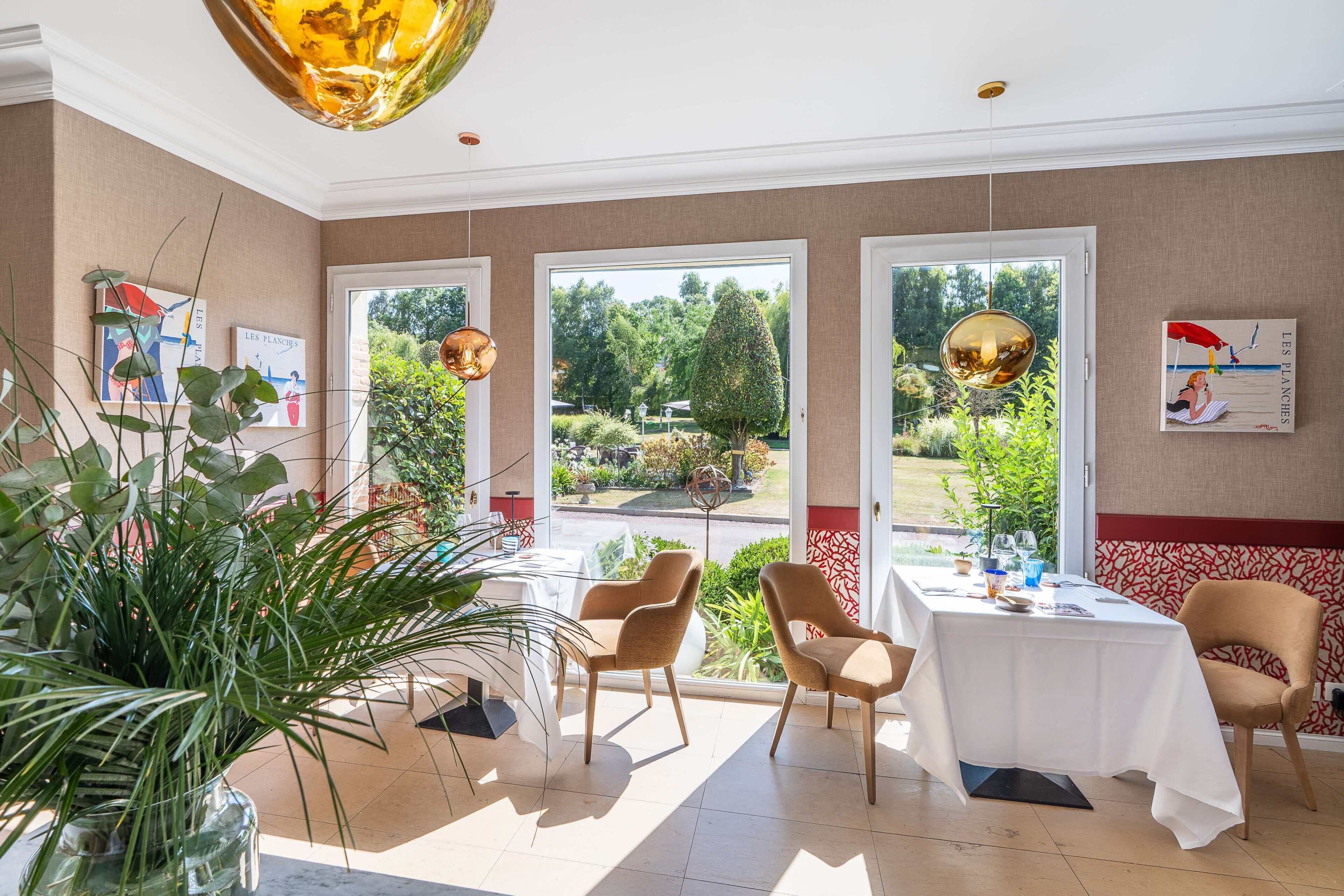 dinner served, french cuisine, garden views