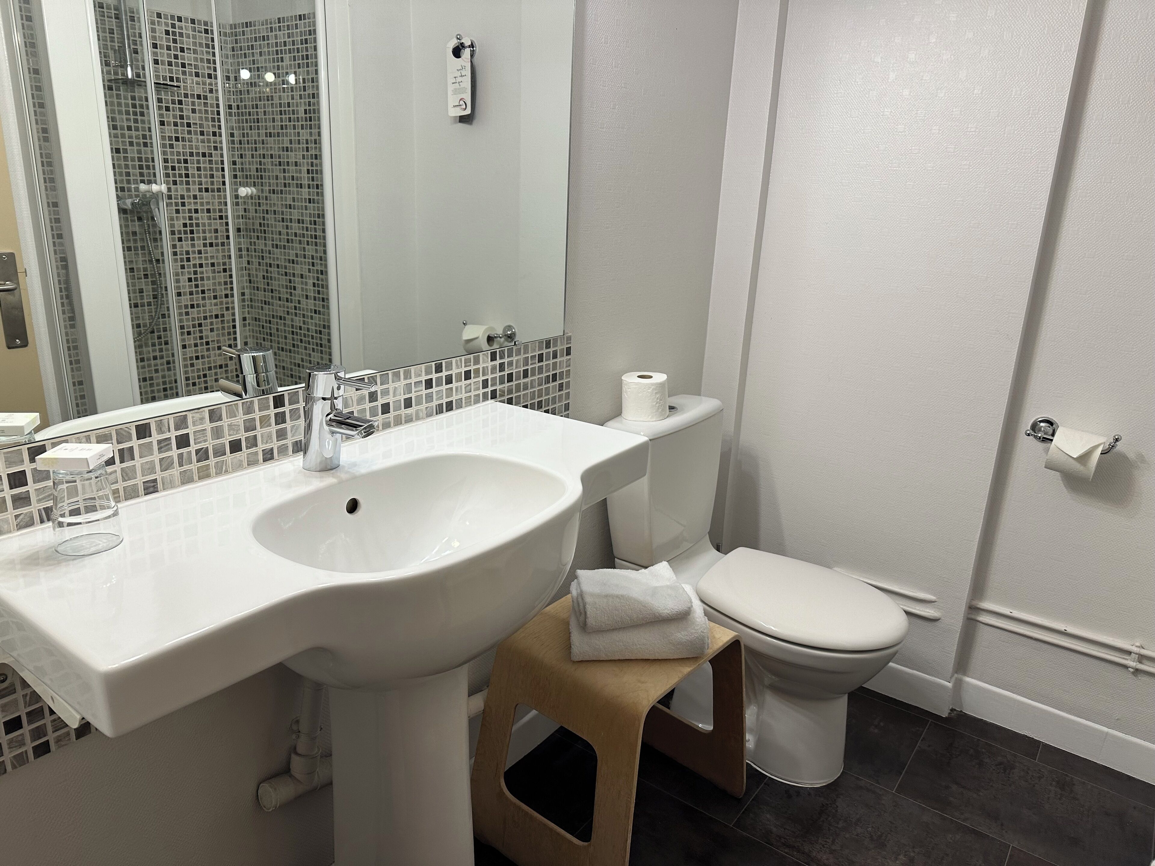 standard double room | bathroom | hair dryer, towels