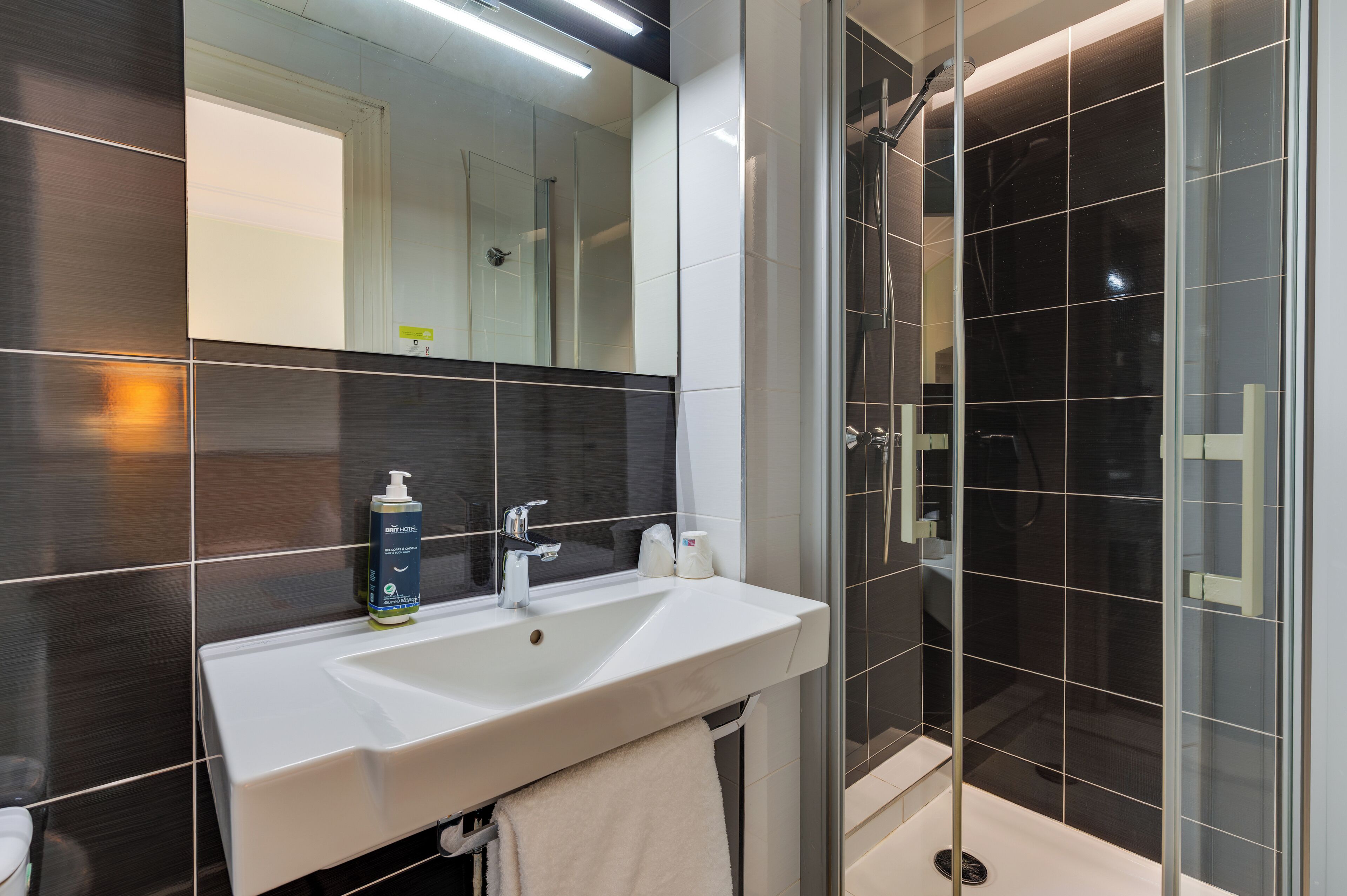 economy double room | bathroom | shower, hair dryer, towels