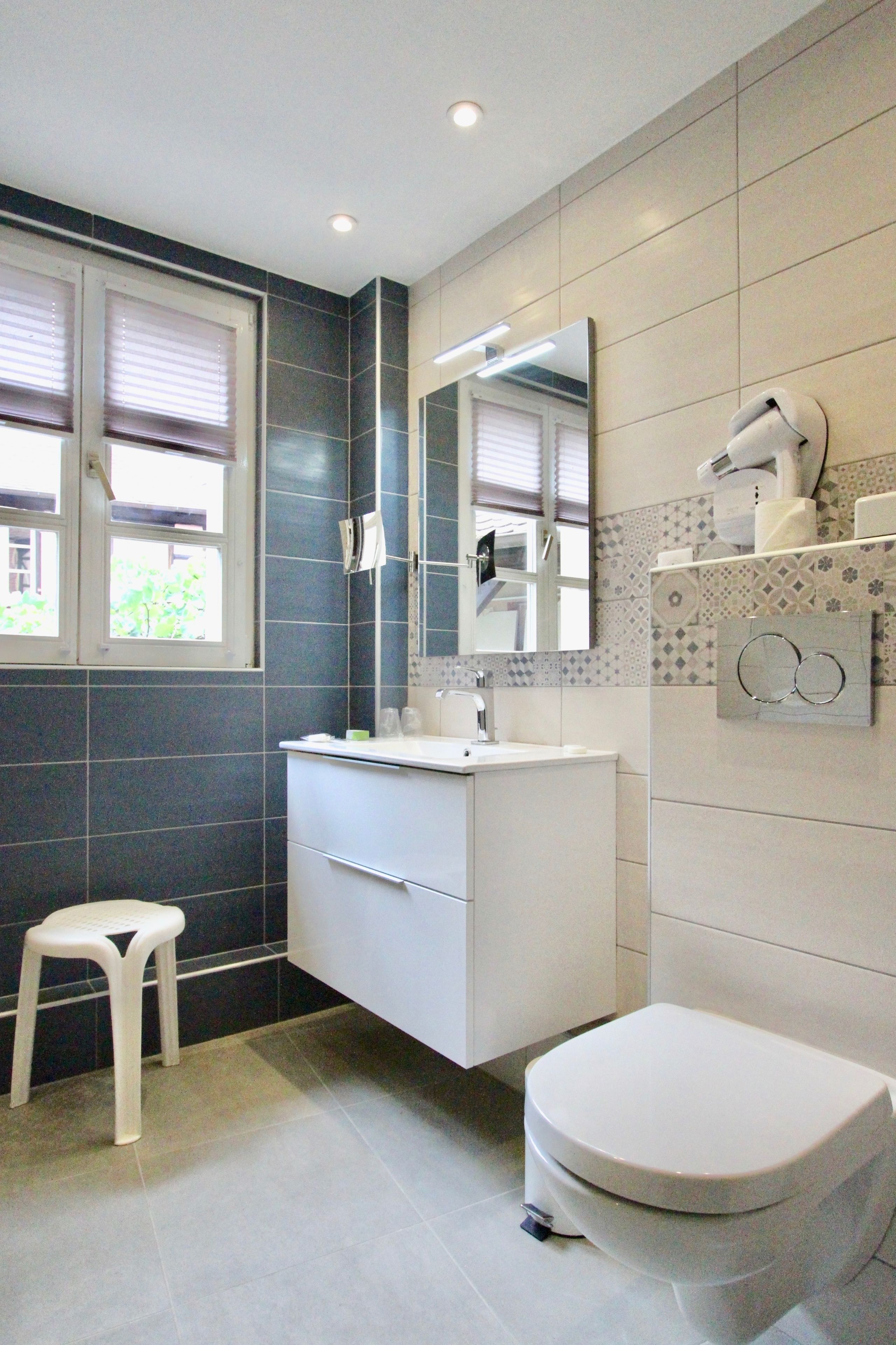 superior studio, annex building | bathroom | designer toiletries, hair dryer, bathrobes, slippers