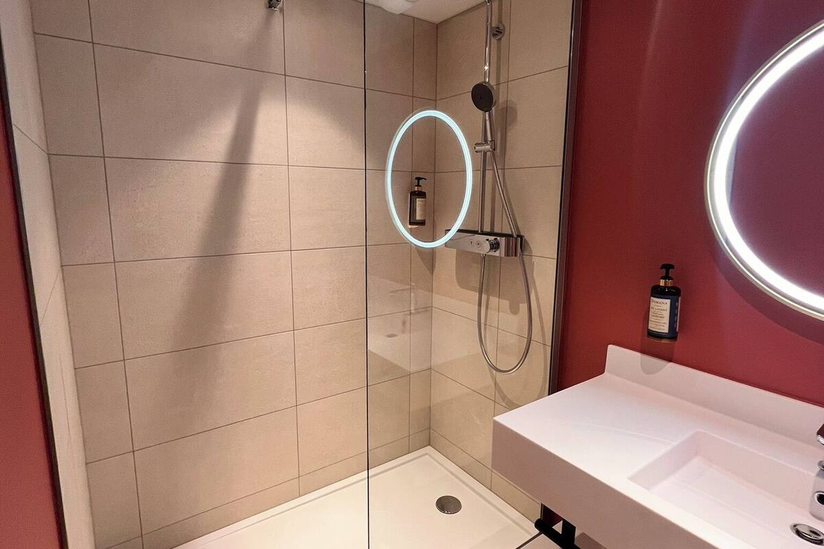 free toiletries, hair dryer, towels, soap