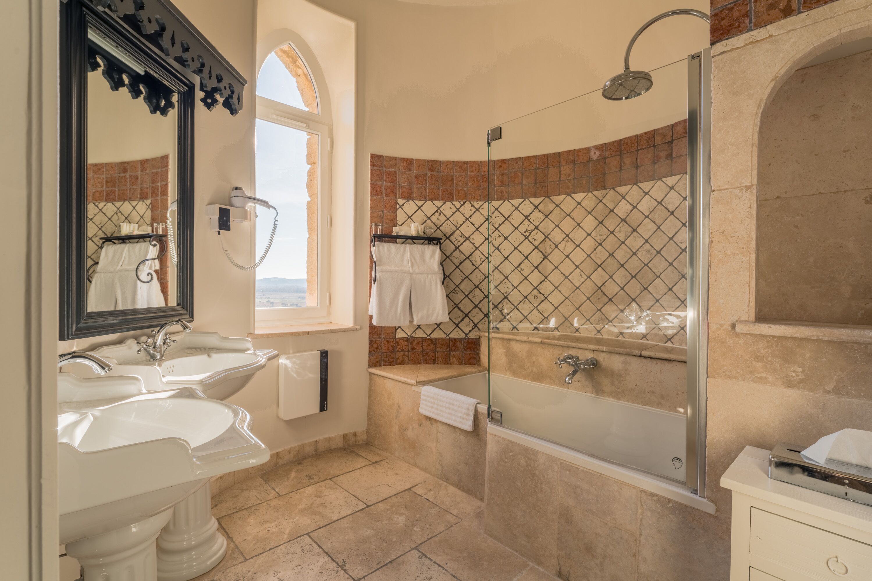 junior suite, 1 queen bed with sofa bed | bathroom | shower, hair dryer, bathrobes, slippers