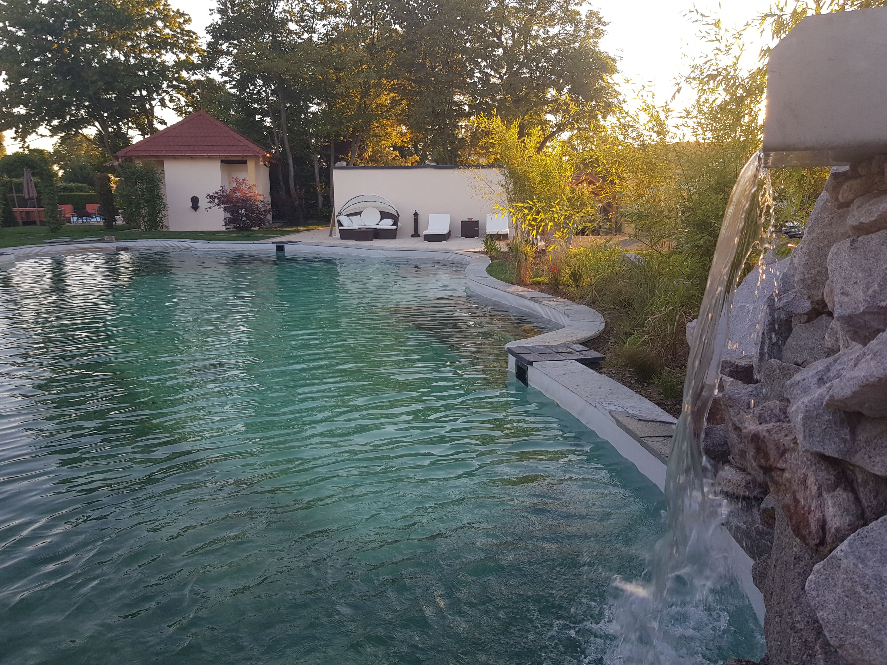 indoor pool, seasonal outdoor pool, pool loungers