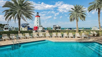 4 outdoor pools, pool umbrellas, pool loungers