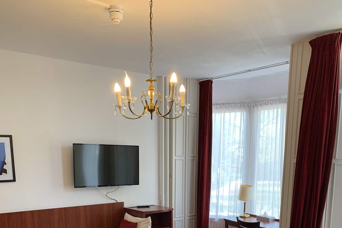 Driepersoonskamer | Een kluis op de kamer, een bureau, een strijkplank/strijkijzer
