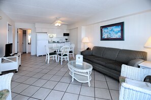 Suite, 2 Bedrooms (Maximum Occupancy of 6) | Living area | 32-inch TV with cable channels