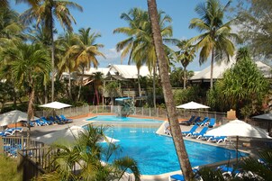 2 outdoor pools, open 9:00 AM to 7:00 PM, pool umbrellas, sun loungers