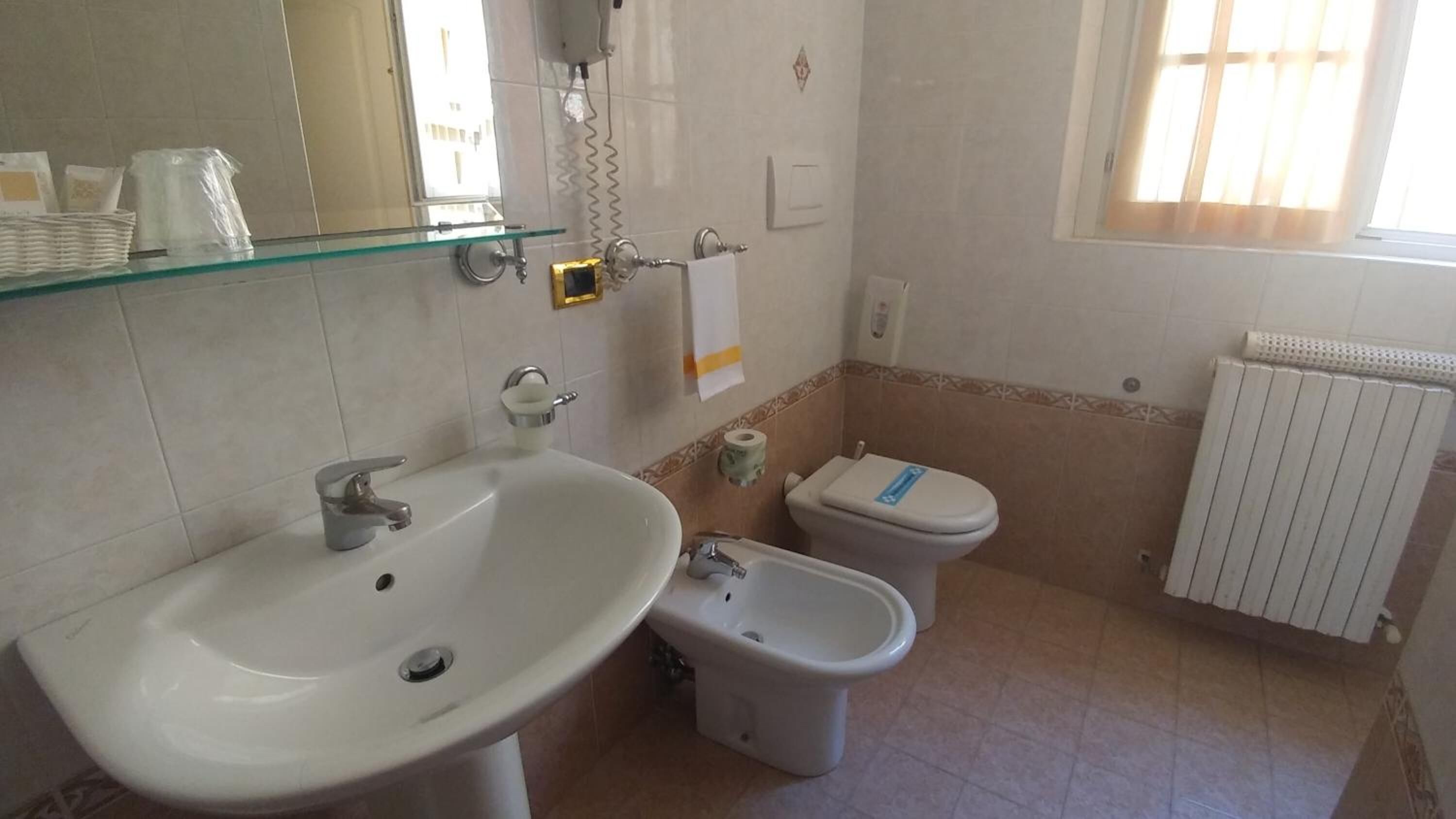 shower, free toiletries, hair dryer, slippers