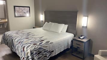 Desk, blackout drapes, iron/ironing board, WiFi (free)