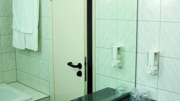 Eco-friendly toiletries, hair dryer, towels