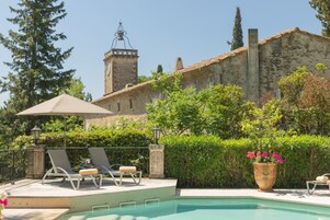 Outdoor pool, open 8:00 AM to 8:00 PM, pool umbrellas, sun loungers
