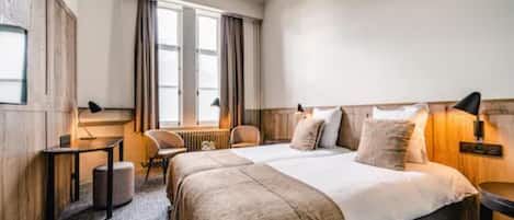 Desk, blackout curtains, soundproofing, iron/ironing board