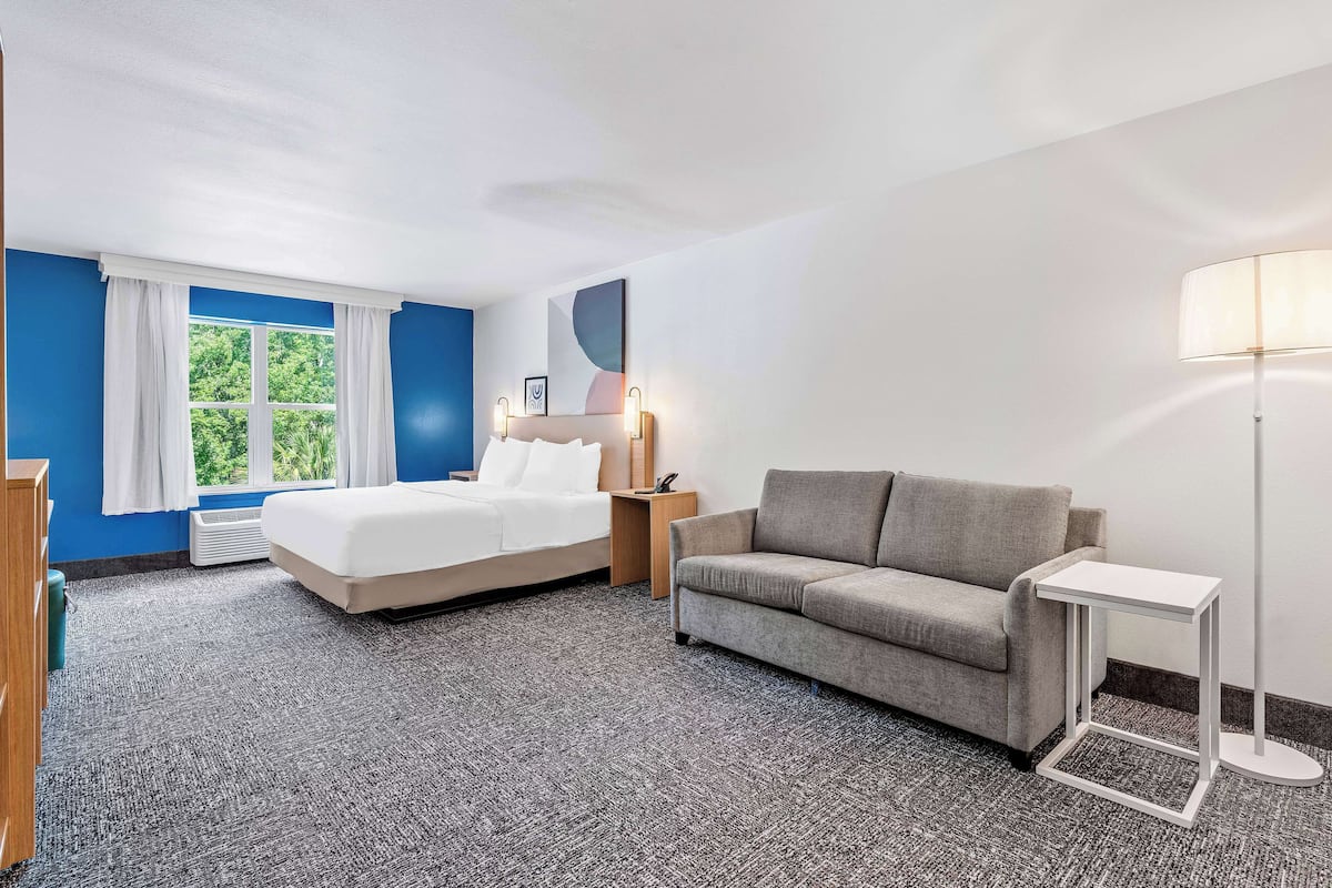 Room, 1 King Bed, Accessible (Hearing) | Living area | TV